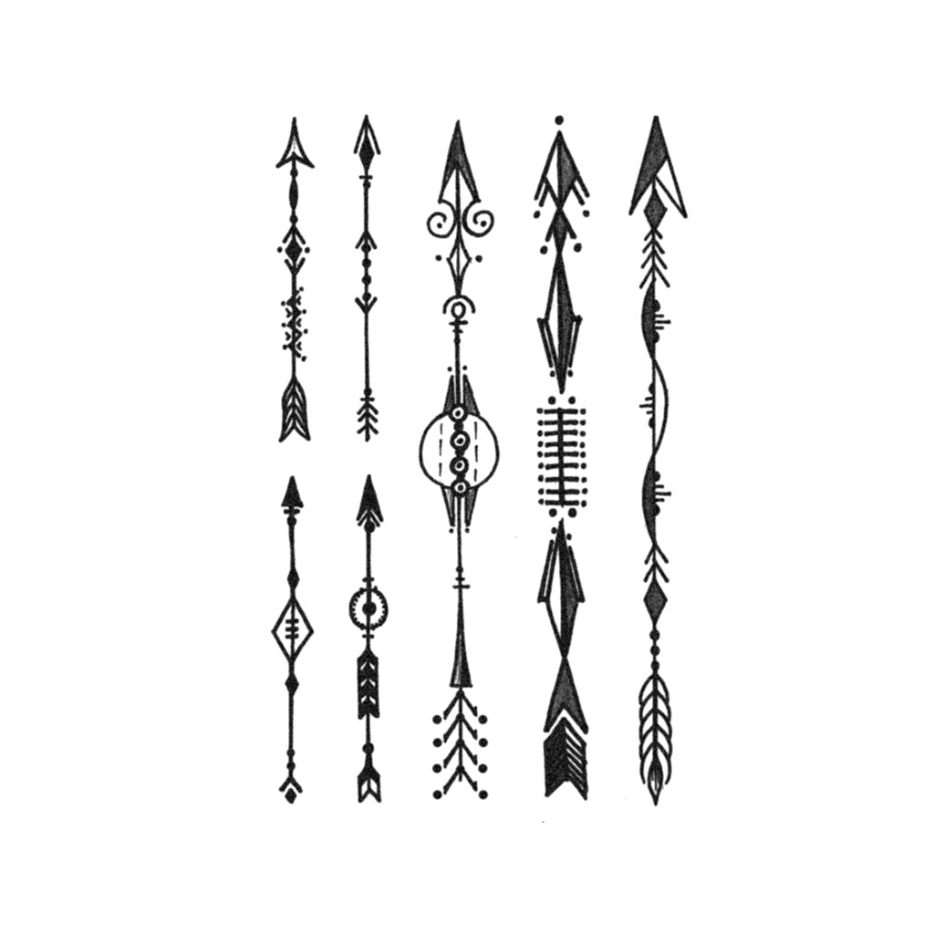 Geometric Arrows Temporary Tattoo Set